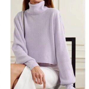 Reformation NWT Luisa Crop Cashmere Turtleneck Sweater XL Pale Lavender